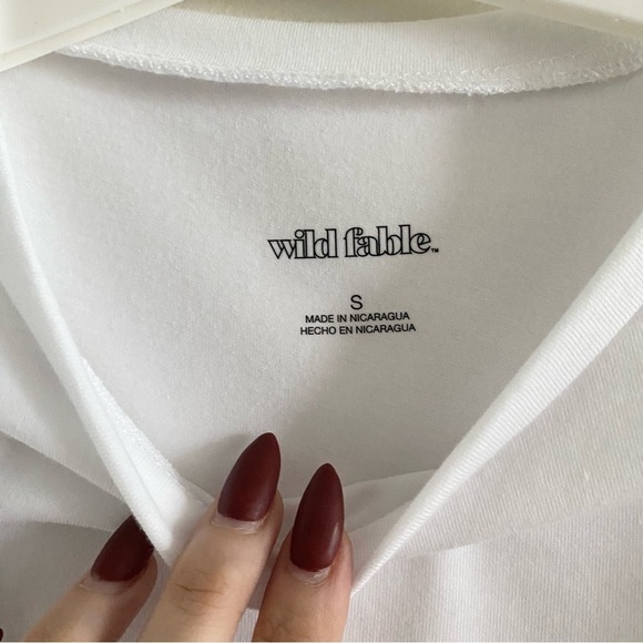 WILD FABLE NWT Baby Tee Shirt Crop White Stretch Crew Neck - Picture 9 of 12